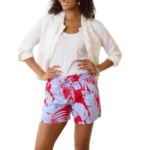 Tommy Bahama Womens XL Peninsula Palms Linen Blend Shorts Surf Blue NWT